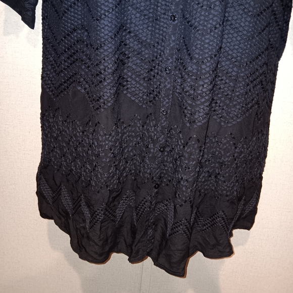 Johnny Was Black Lace Button-Up Mini Dress Size L - Picture 2 of 7